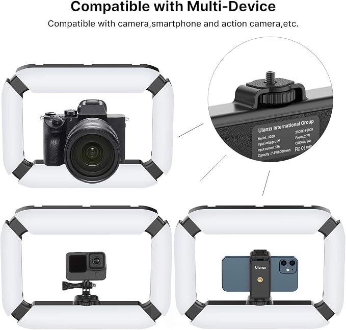 ULANZI Smartphone Video Rig with Light, Cell Phone Handheld Stabilizer with Ring Light 8500k Selfie Light for Filmaking Live Steam Tiktok YouTube Video Recording, with 8000mAh Build-in Battery