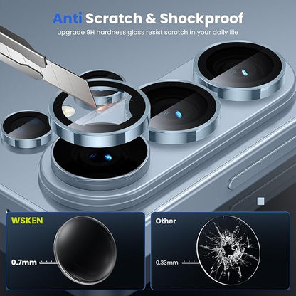 WSKEN for Samsung Galaxy S26 Ultra Camera Lens Protector - Ultra Thin Case Friendly, 9H Shatterproof Tempered Glass with Anti Scratch Metal Circle Camera Screen Protector Cover Accessories, Blue