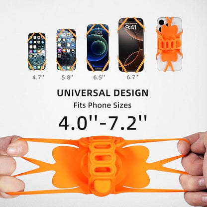 Bike Phone Mount for Handlebar – Scratch-Free Silicone Holder with Anti-Slip Grip, Universal Cycling Phone Stand Compatible with iPhone/Samsung (4.0"-7.2"),Horizontal & Vertical Installation
