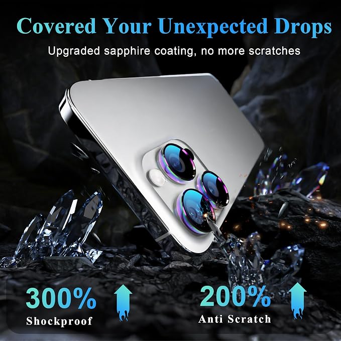 YWXTW Camera Lens Protector for iPhone 16 Pro/iPhone 16 Pro Max, [1 Step Installation Tray] Tempered Glass Screen Protector Metal Individual Camera Cover Accessories Case Friendly (Coloured-2Pack)