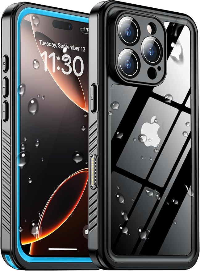 SPIDERCASE for iPhone 16 Pro Max Case Waterproof, Built-in Screen & Camera Protector [IP68 Underwater][Full Body Shockproof][Dustproof] Heavy Duty Rugged Phone Cover 6.9", Blue