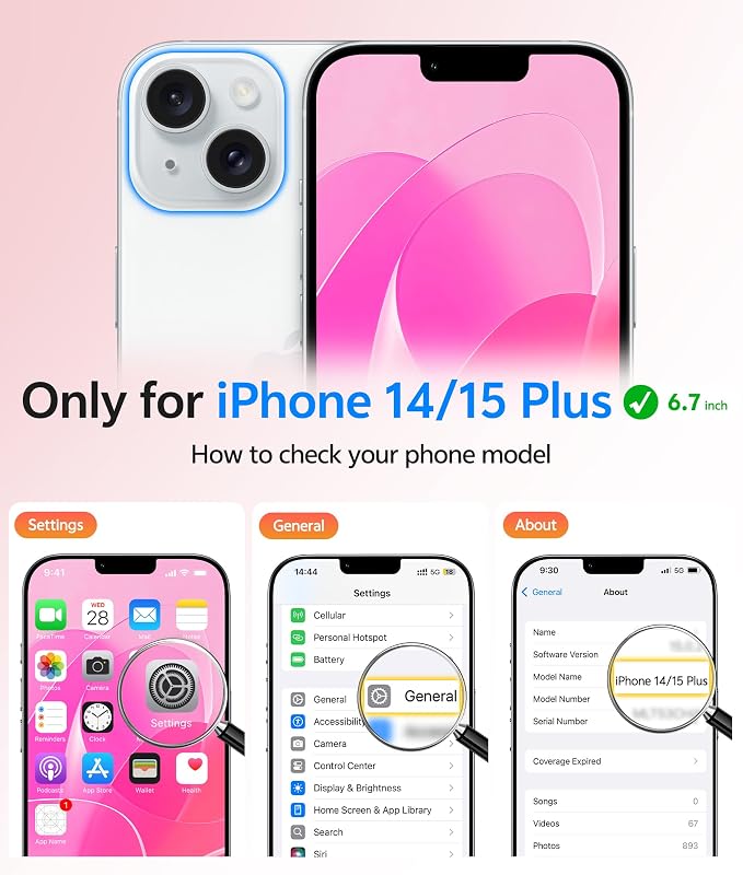 FNTCASE for iPhone 15 Plus Case: for iPhone 14 Plus Case [Compatible with Magsafe] Translucent Matte Cases with [Screen Protector] Military Grade Shockproof Protective Phone Cover - Hot Pink