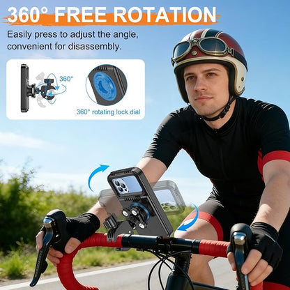 HUANLANG Motorcycle Phone Mount Anti Vibration, Waterproof Bike Phone Mount for Bicycles, Scooters, ATVs,[Dual Vibration Dampener][Upgraded Handlebar Clip] Motorcycle Phone Holder for 4-7" Cell Phones