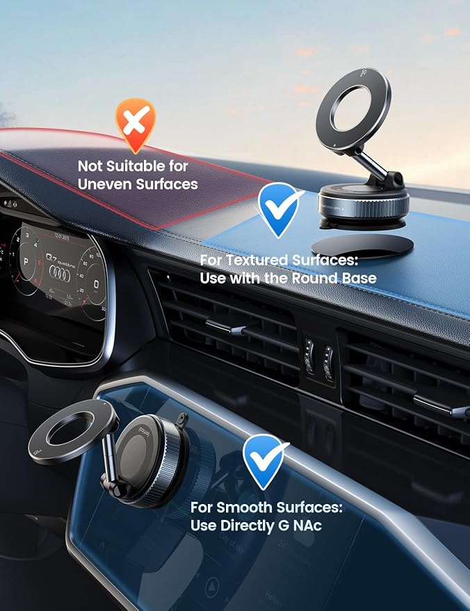 Lamicall Car Phone Holder - [70 LBS Strongest Suction] for Magsafe Car Mount, 360° Adjustable Suction Cup Phone Mount Dashboard Windshield Vacuum Magnetic Phone Holder for Car fit iPhone 17Pro Max Kit