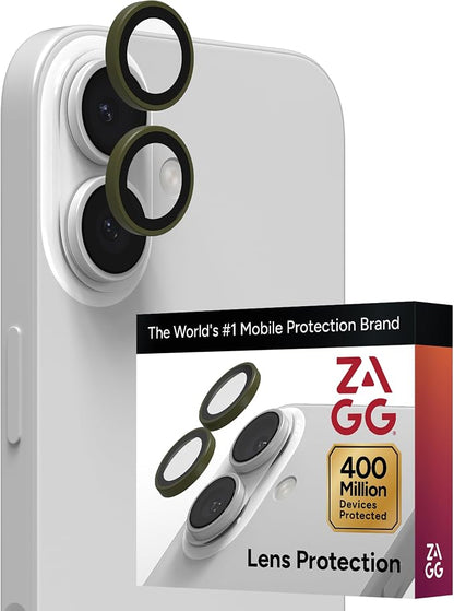 ZAGG iPhone Camera Lens Protector for Phone 17/16/ 16 Plus - Green Sea Kelp, Camera Ring, Maximum Impact & Scratch Protection, Anti-Reflective Technology, Smudge-Resistant, Precise Fit, Glass Elite