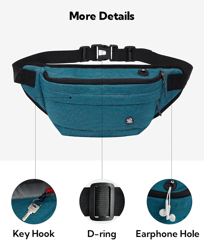 WATERFLY Running Belt Fanny Pack: Runner Marathon Jogging Waist Pack Sport Workout Exercise Fitness Phone Holder Belt for Men Women Jogger Slim Waistband Black