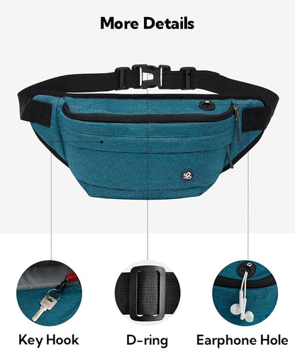 WATERFLY Running Belt Fanny Pack: Runner Marathon Jogging Waist Pack Sport Workout Exercise Fitness Phone Holder Belt for Men Women Jogger Slim Waistband Black