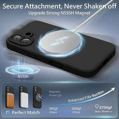 FireNova Magnetic for iPhone 17 Case, Compatible with MagSafe, [Integrated Silicone Camera Control Button] [Camera Protection] Anti-Scratch Microfiber Lining Phone Case, 6.3", Black