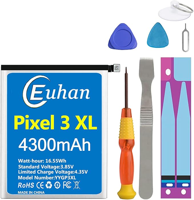Google Pixel 3XL Battery, [Upgraded] Euhan 4300mAh Li-Polymer Replacement Battery for HTC Google Pixel 3 XL G013C with Repair Tool Kit [24 Month Service]