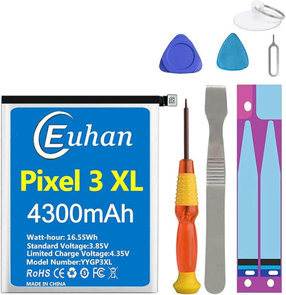 Google Pixel 3XL Battery, [Upgraded] Euhan 4300mAh Li-Polymer Replacement Battery for HTC Google Pixel 3 XL G013C with Repair Tool Kit [24 Month Service]