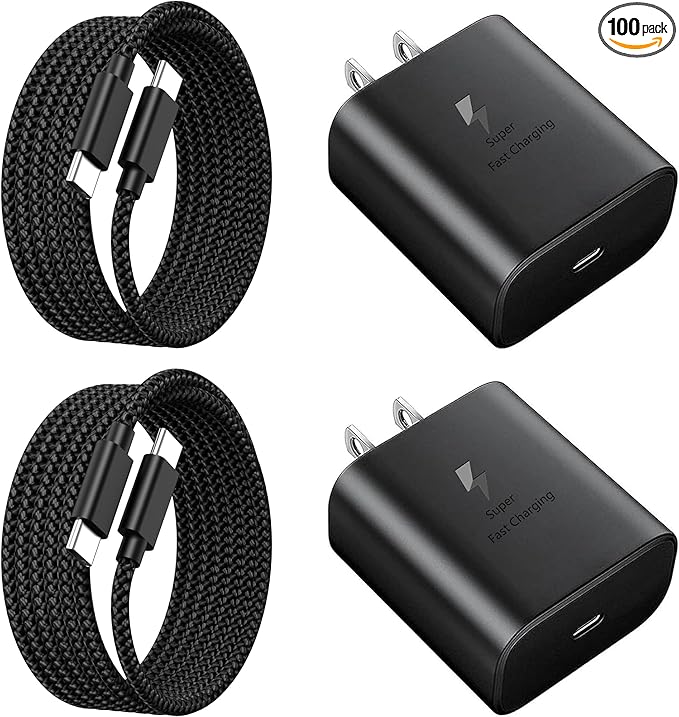 45W Super Fast Charger USB C 3.0 with Type C Charging Nylon Braided Cable Compatible with Samsung Charger Fast Charging Cord for Galaxy S25 Ultra/S24/S23/S22