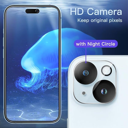 JETech Privacy Screen Protector for iPhone 15 Plus 6.7-Inch with Camera Lens Protector, Anti-Spy Tempered Glass Film, Easy Installation Tool, 2-Pack Each