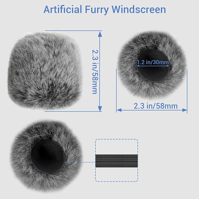 Cubilux Foam Cover & Furry Windscreen Pack Compatible with Shure SM57 Microphone, MIC Wind Muff, Windshield, Dead Cat, Pop Filter,Muff Windshield Windjammer Deadcat for Shure SM57 Microphone