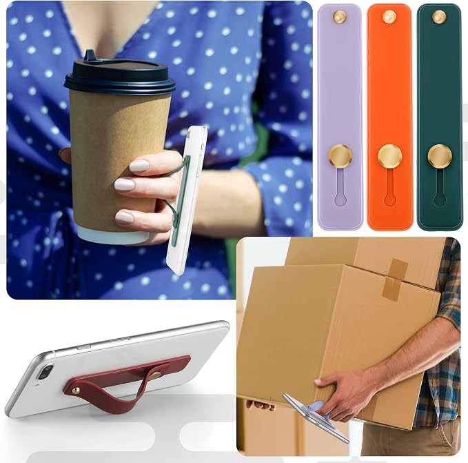 Weewooday 6 Pieces Phone Grip Holder Cell Phone Grip Strap Telescopic Finger Strap Stand Universal Finger Kickstand for Most Smartphones(Bright Colors)