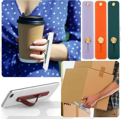 Weewooday 6 Pieces Phone Grip Holder Cell Phone Grip Strap Telescopic Finger Strap Stand Universal Finger Kickstand for Most Smartphones(Bright Colors)