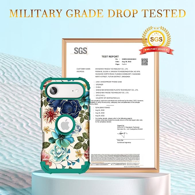 Hocase for iPhone Air Case 6.5", Heavy Duty Shockproof Protection Soft Silicone Rubber+Hard Plastic Bumpers Hybrid Protective Case for iPhone Air 2025 - Teal Flowers