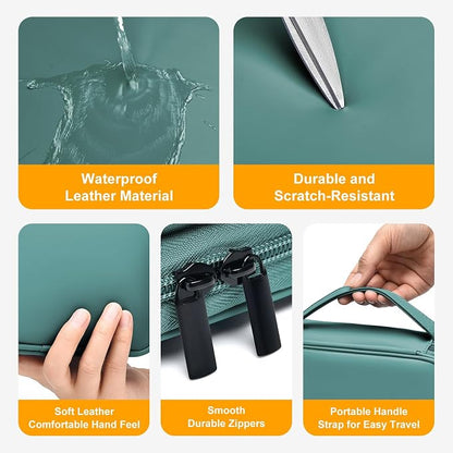 Portable Charger Organizer Travel Case Shockproof Power Bank case for Anker/Jackery/RAV/20000/30000mAh Power Bank Leather Electronic Case for PowerCore (Deep Green, Single Layer-Large)