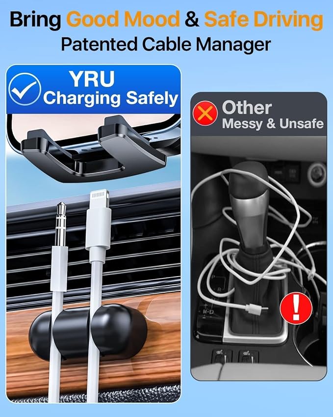 YRU True Military-Grade [360° Rotation Suction] 2026 Ultimate Car Phone Holder Mount【90+LBS Safest Strongest & Patent Certs】Dashboard Windshield Vent for iPhone 17 16 Pro Max Video Dash Mounting Kits