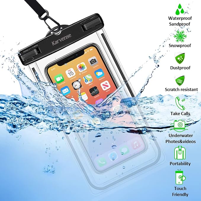 Waterproof Cell Phone Pouch Case, 4 Pack Universal Luminous Waterproof Phone Bag/Holder for iPhone, Samsung Galaxy, LG, Moto, Dry Bag for Beach, Shower, Pool, Kayaking, Snorkeling, Vacation