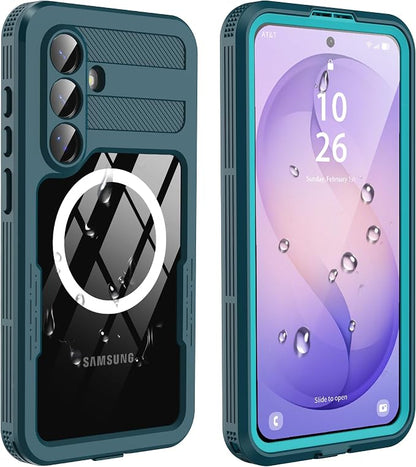 GOLDJU for Samsung Galaxy S26 Plus Case Waterproof, S26 Plus Case with Built-in Screen & Lens Protector, Shockproof Full Body Protection Phone Case, Compatible with MagSafe/Wireless Charging, Blue