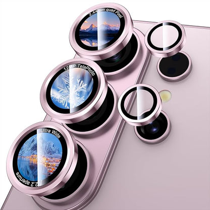 Uyiton for Samsung Galaxy S26 Ultra Camera Lens Protector - [Case-Friendly][Not Easy to Break][Ultra-Thin] Military-Grade Tempered Glass with Aluminum Metal Rear Camera Screen Cover - Pink