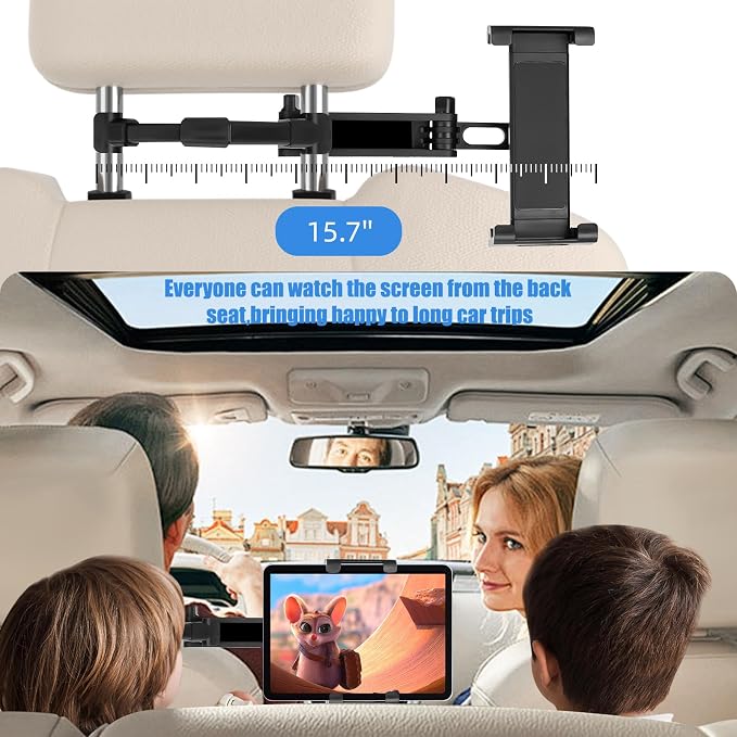 Tablet Holder for Car Headrest,Foldable Stand Compatible with 6-13" iPad,Air,Mini,Switch,360° Adjustable Rotation,Essential for Road Travel,Black