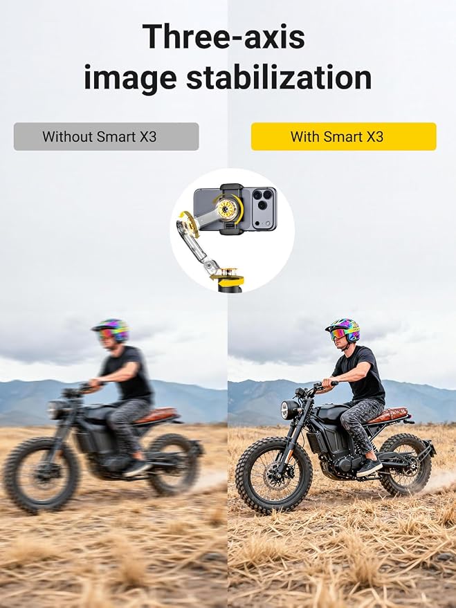 AOCHUAN Smart X3 360° Pan Rotation Gimbal Stabilizer for iPhone, Magnetic Remote Control, 3-Axis Stabilizer w/Built-in Extension Rod & One-Touch Open Tripod, Foldable Phone Gimbal for Vlogging, Travel