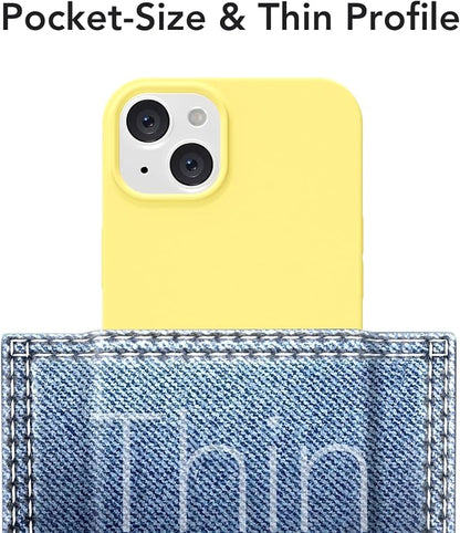 for iPhone 15 Plus/ 14 Plus Case Silicone Compatible with Magsafe Case, Ultra Slim Thin Magnetic Phone Cases Mag Safe, Cute Soft Rubber Gel TPU Matte Wireless Charging Cover for Women, Yellow