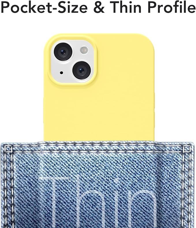 for iPhone 15 Case Silicone Compatible with Magsafe Case, Ultra Slim Thin Magnetic Phone Cases Mag Safe, Cute Soft Rubber Gel TPU Matte Plain Wireless Charging Cover for Women, Yellow