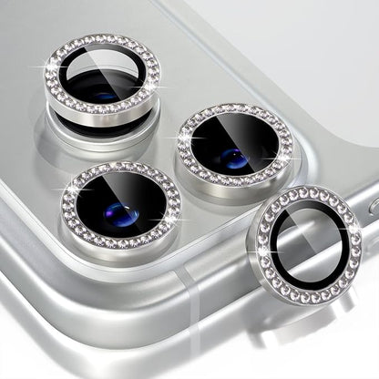 Choiche Compatible for iPhone 17 Pro/iPhone 17 Pro Max Camera Lens Protector Bling, 9H Tempered Glass Camera Cover Screen Protector Metal Ring Decoration Accessories (Diamond-Titanium Natural)