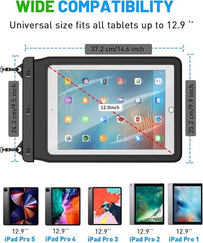 AICase Universal iPad Waterproof, Dry Bag Pouch for iPad Pro 12.9 5th/4th/3rd Gen iPad Pro 11/10.5/9.7, New iPad 9.7, iPad Pro 9.7, iPad Air 4/Air 3/Air 2, Galaxy Tab S7 Tablets up to 12.9 Inch