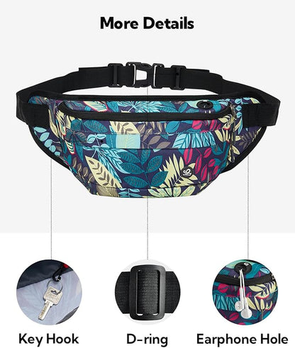 WATERFLY Running Belt Fanny Pack: Runner Marathon Jogging Waist Pack Sport Workout Exercise Fitness Phone Holder Belt for Men Women Jogger Slim Waistband Black