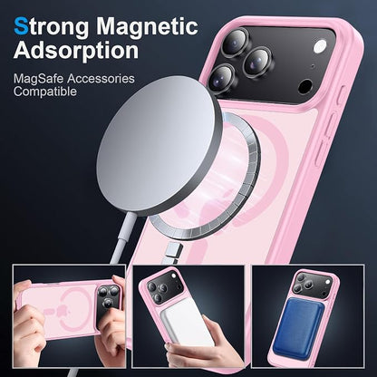 for iPhone 17 Pro Max case with Camera Lens Protector [10Ft Military-Grade Protection] Compatible with fit MagSafe Shockproof Cover Phone case for iPhone 17 Pro max 6.9 inch,Light Pink