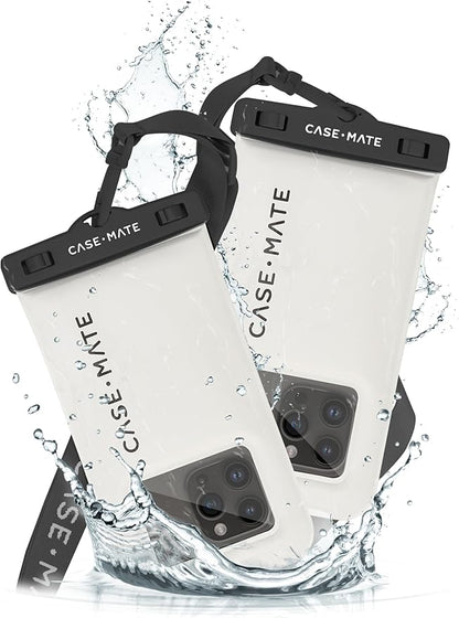 Case-Mate 2 Pack IP68 Waterproof Phone Pouch - Floating Waterproof Phone Case w/Crossbody Lanyard - Beach Cruise Ship Travel Essentials - Compatible w/All Devices, Touchscreen Friendly - Sand Dollar