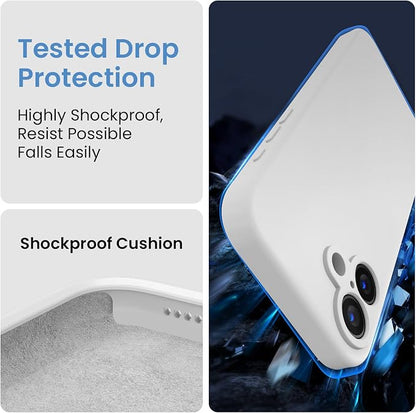 FireNova Designed for iPhone 16 Case, Silicone Upgraded [Camera Protection] Phone Case, Soft Anti-Scratch Microfiber Lining Inside, 6.1 inch, White