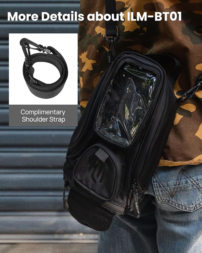 ILM Motorcycle Tank Bag Magnetic 4 Straps Reinforced Fastening Waterproof Touch Screen Phone Pouch Motorbike BT01