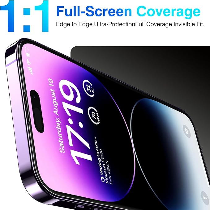 EZ-GLAZ- 4 Pack for iPhone 14 Pro Screen Protector[6.1"] With 2 Pack Camera Lens Protector, 9H+ Hardness 12FT Military Grade Shatterproof Scratch Resistant Durable Tempered Glass Film with Flawless Fit Kit, HD Clear