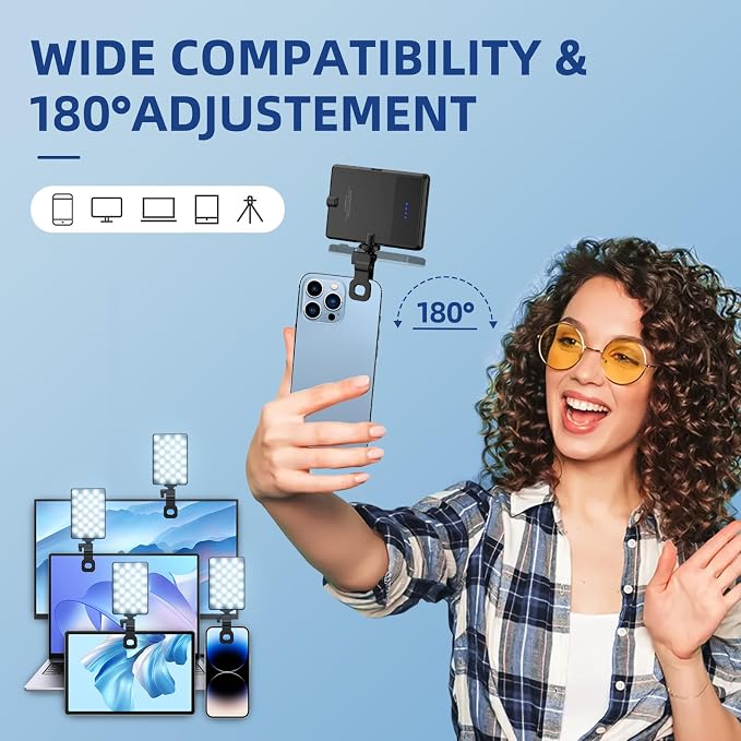 Led Selfie Light,Phone Clip,3000mAh Rechargeable, Photo Light with 3 Modes, Portable Led,iPhone,Laptop,Pictures,Video Recording,TikTok, Selfie,Live,Vlog