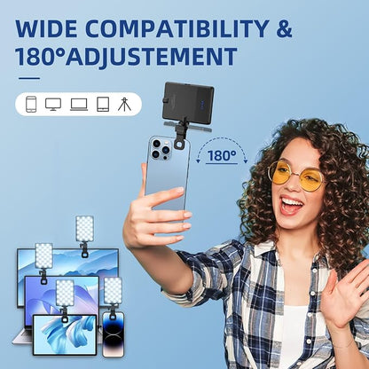 Led Selfie Light,Phone Clip,3000mAh Rechargeable, Photo Light with 3 Modes, Portable Led,iPhone,Laptop,Pictures,Video Recording,TikTok, Selfie,Live,Vlog