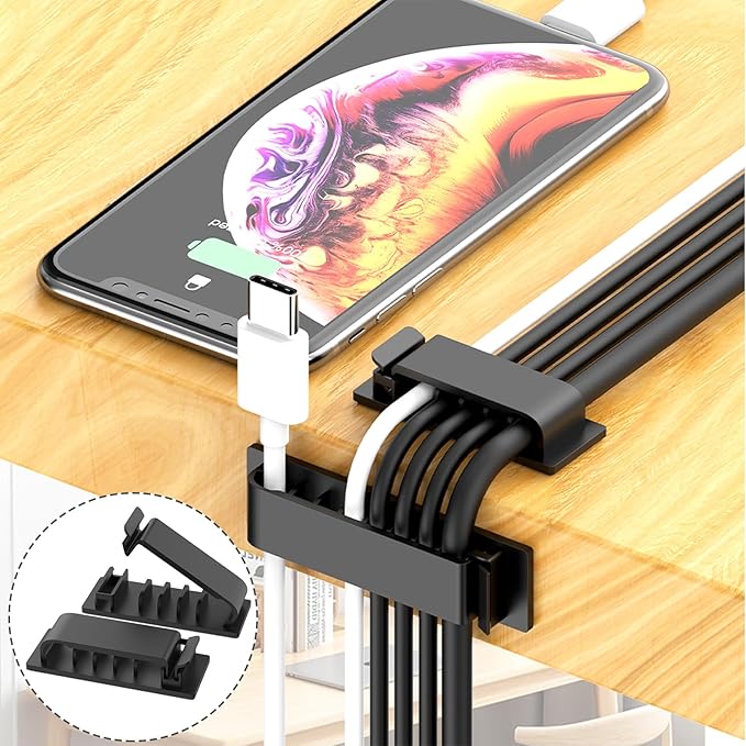 ELII 302PCS Cable Management Kit 4 Cable Sleeve,45Cable Clips | 11Cable Holders,22 Roll Cable Organizer Straps,200 Fastening Cable Ties,20 Cable Zip Tie Mounts, Computer, Under Desk