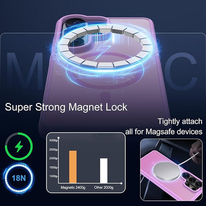Pilaru Compatible for Samsung Galaxy S26 Ultra Case: [MagSafe Fit] Galaxy S26 Ultra case with Screen Protector,Matte Translucent Soft-Touch Skin/Full Body Protection for s26ultra Phone case,Pink