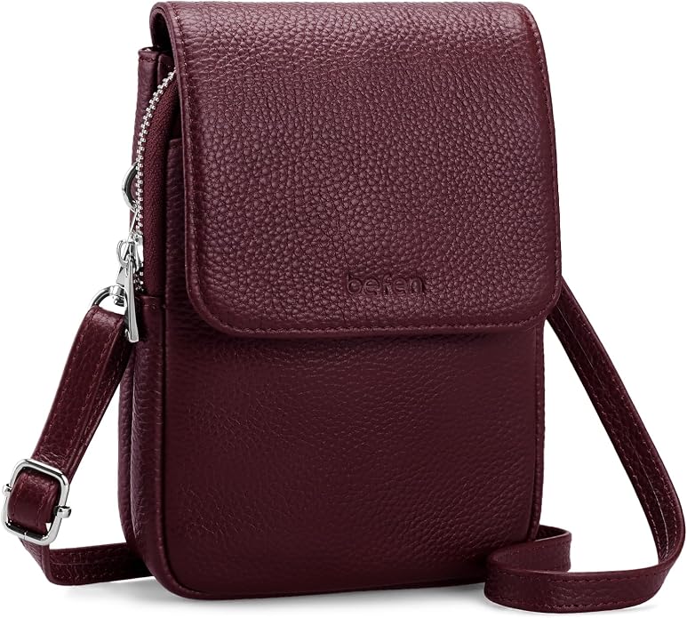 befen Genuine Leather Small Crossbody Bags for Women, Cell Phone Cross body Purse Bag with RFID Blocking Card Slots