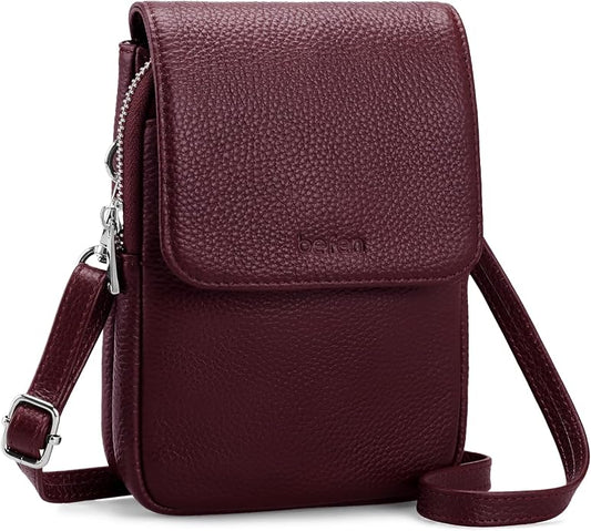 befen Genuine Leather Small Crossbody Bags for Women, Cell Phone Cross body Purse Bag with RFID Blocking Card Slots