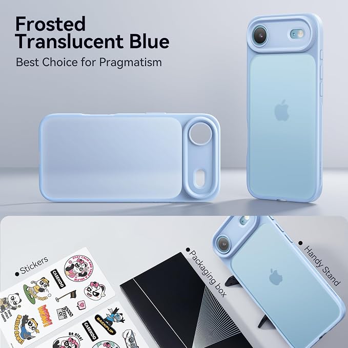 CASEKOO for iPhone 17 Air Case, [Never Yellow Technology] [Mil-Grade Drop Protection] Translucent Slim Cover Women Men for iPhone 17 Air Phone Case 6.5 inch, Frosted Light Blue