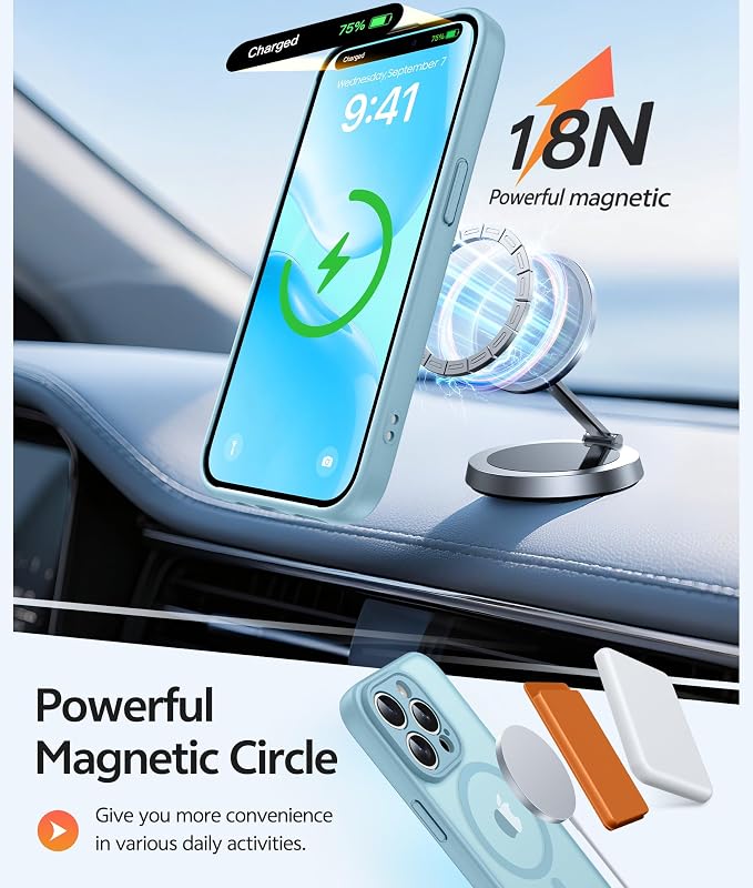 FNTCASE for iPhone 14 Pro Case: [Compatible with Magsafe] Translucent Matte Cases with [Full Camera Protection] [Screen Protector] Military Grade Shockproof Protective Phone Cover - Teal