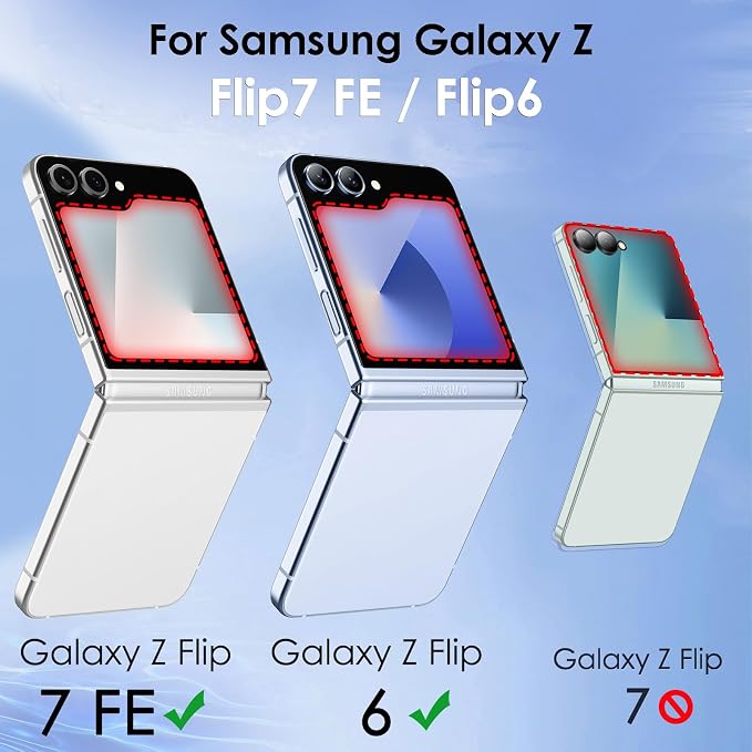JETech Front Privacy Screen Protector for Galaxy Z Flip 7 FE/Flip 6, 2-Pack | Anti-Spy 9H Tempered Glass, Easy Installation Tool, Case-Friendly