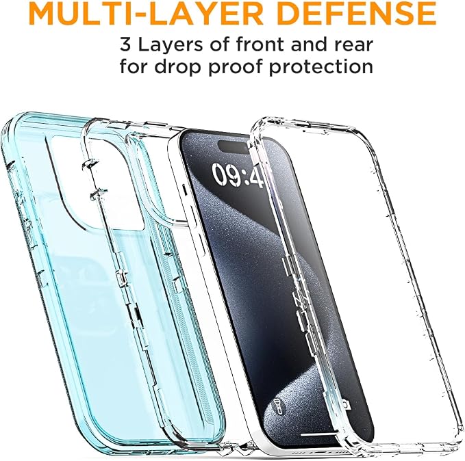 AICase for iPhone 15 Pro Max Case Clear 3 in 1 Heavy Duty Drop Protection Full Body Rugged Shockproof/Dust Proof 3-Layer Military Protective Tough Durable Cover for iPhone 15 Pro Max 6.7"_3