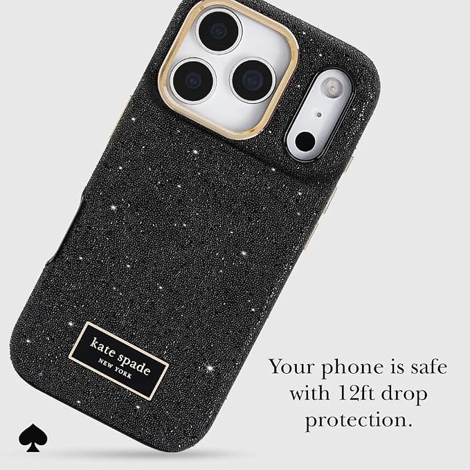 kate spade new york iPhone 17 Pro Case - Compatible with MagSafe - Designer Phone Case - Crystal Pave Nightfall