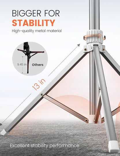 71'' Phone Tripod Stand, Extendable Reinforced Aluminum Phone Stand with Wireless Remote, Stable Cellphone Tripod Compatible with iPhone 14/13/12 Galaxy S23/S22 Huawei (White)