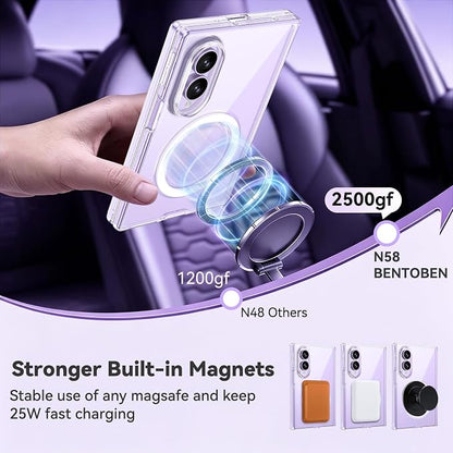 BENTOBEN Magnetic for Samsung Galaxy Z Fold 8 Wide Case Clear [Full Body Hinge Protection] [Fit for Magsafe] Slim Thin Rugged Shockproof Protective, Anti-yellow Phone Cover for Fold8 7.6", Clear White